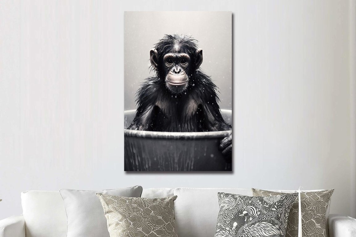 Monkey In Bath Wall Art