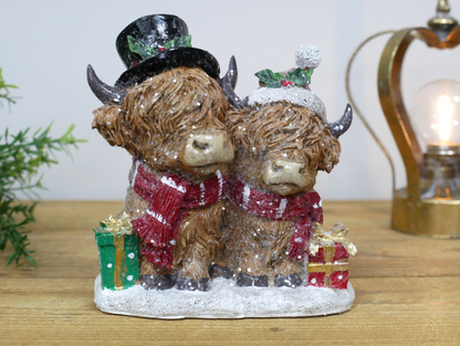 Festive Highland Cows