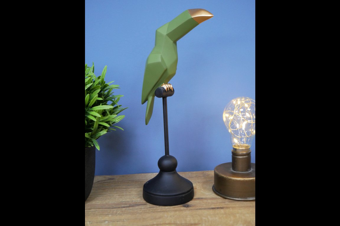 Green Bird On Stand