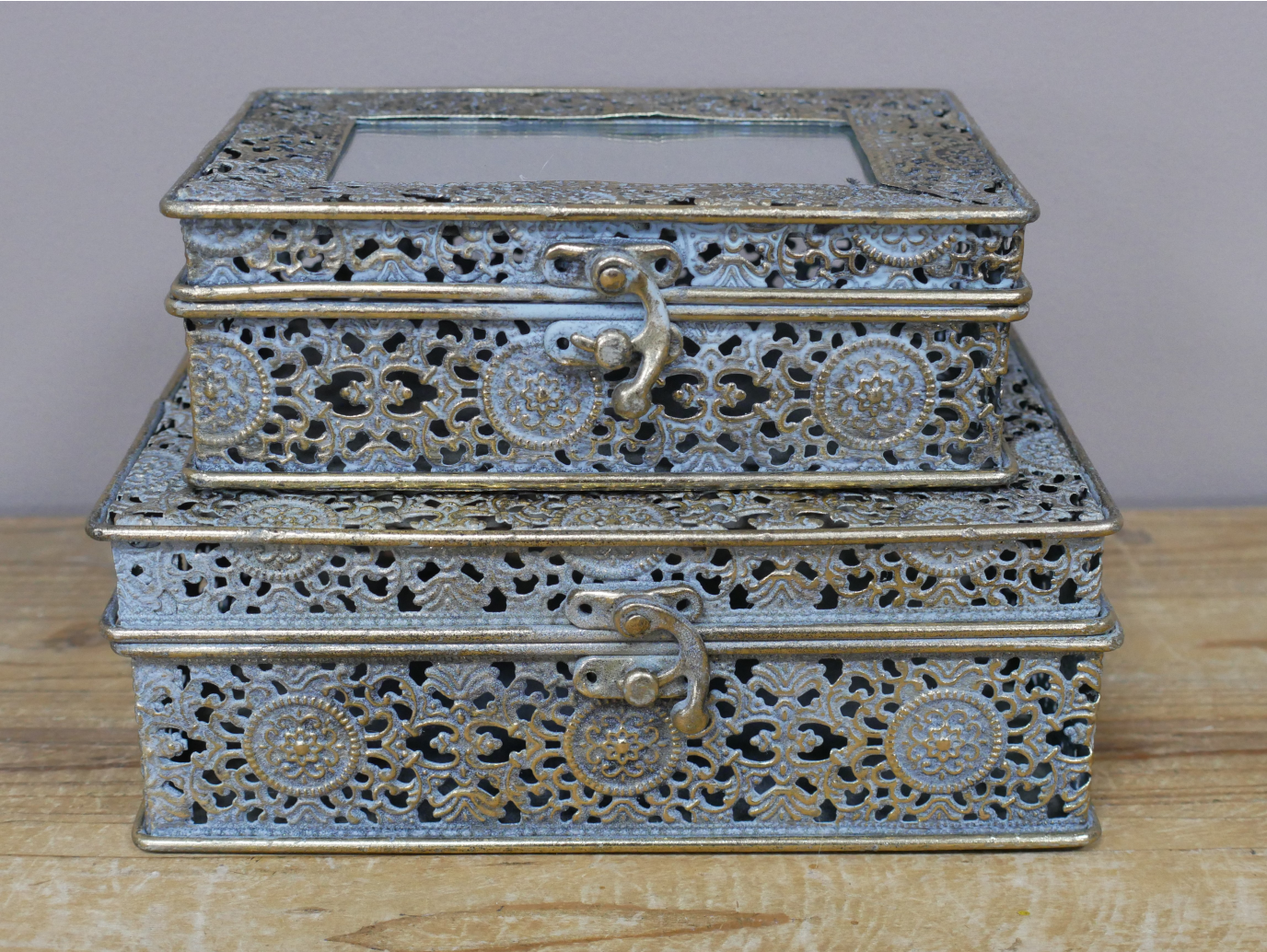 Set Of 2 Mirrored Boxes