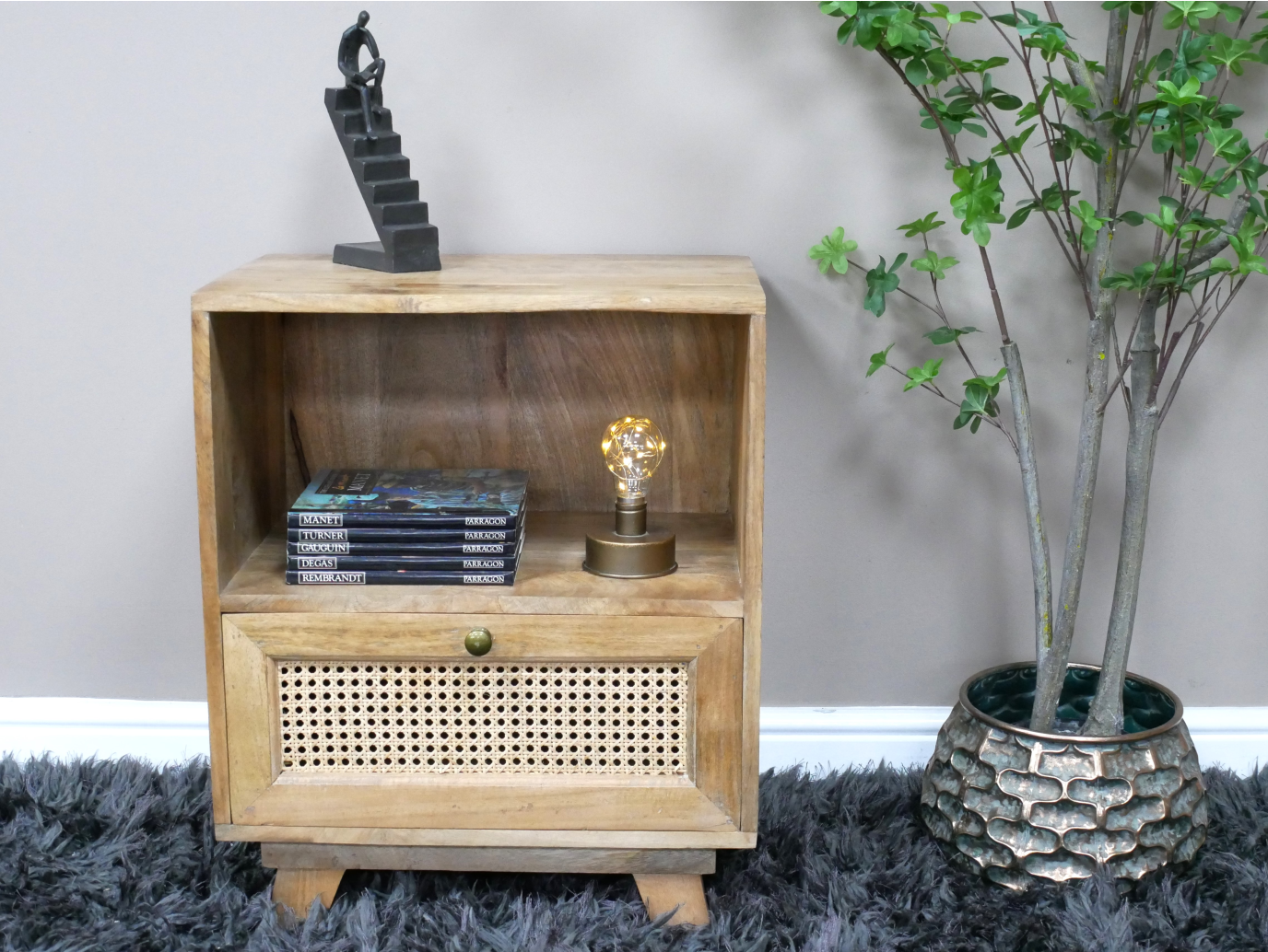 1 Drawer Rattan Bedside