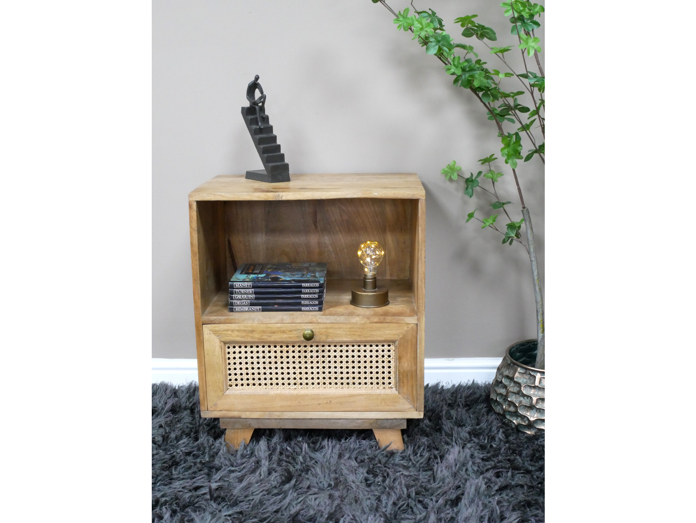 1 Drawer Rattan Bedside