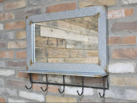 Industrial Mirror With Hooks