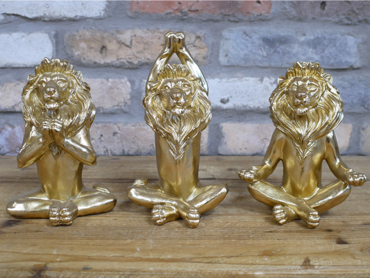 Set Of 3 Yoga Lions