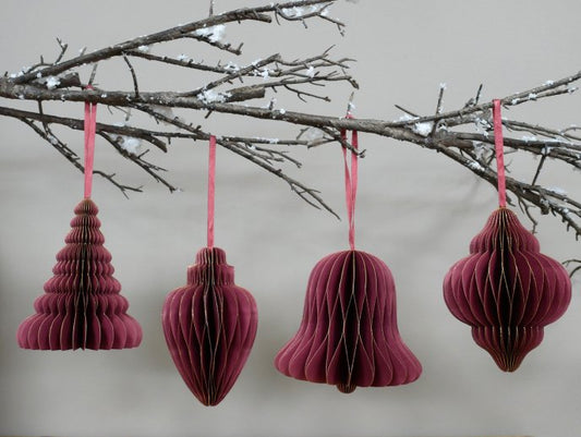 Set Of 4 Decorations (15cm) - Red