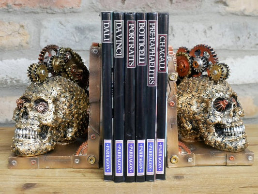 Steampunk Skull Bookends