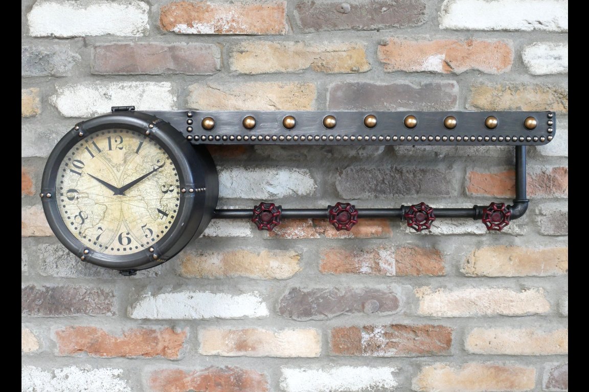 Shelf With Clock & Hooks