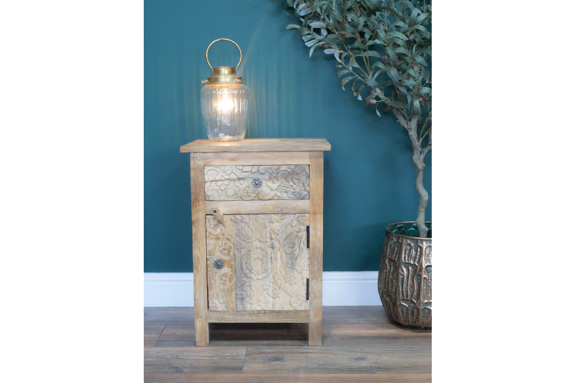 Carved Bedside Cabinet