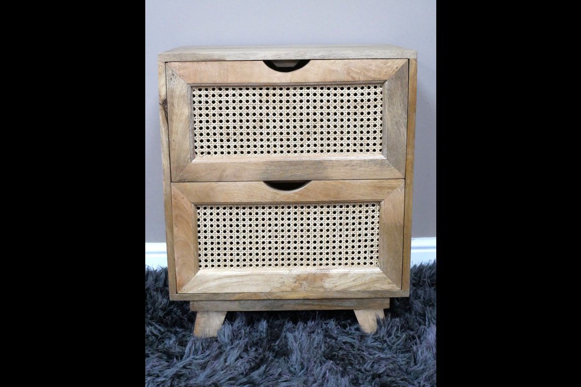 2 Drawer Rattan Bedside