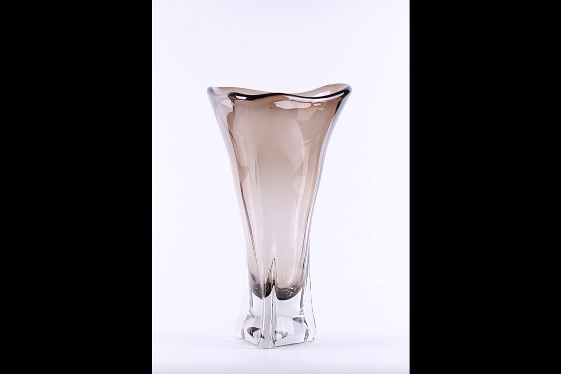 Tall Grey Glass Vase