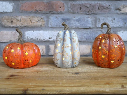 Set Of 3 Light Up Pumpkins