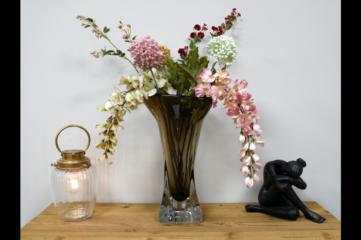 Tall Grey Glass Vase