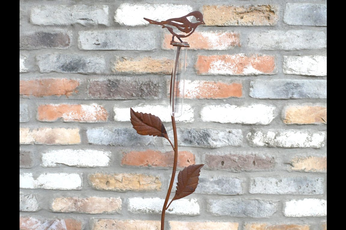 Rusty Bird Stake Rain Catcher