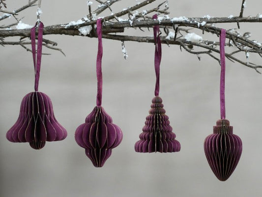 Set of 4 Decorations (8cm) - Purple