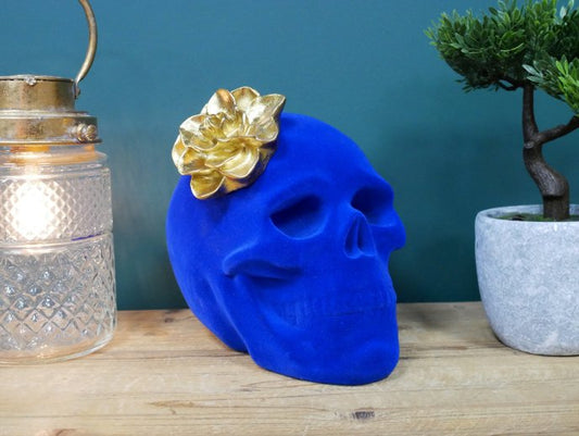 Blue Skull With Flower