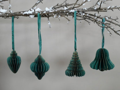 Set Of 4 Decorations (8cm) - Green