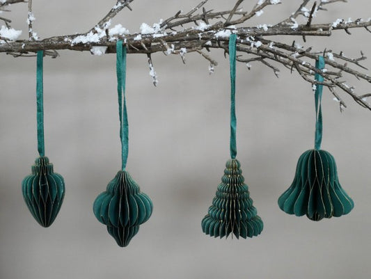 Set Of 4 Decorations (8cm) - Green