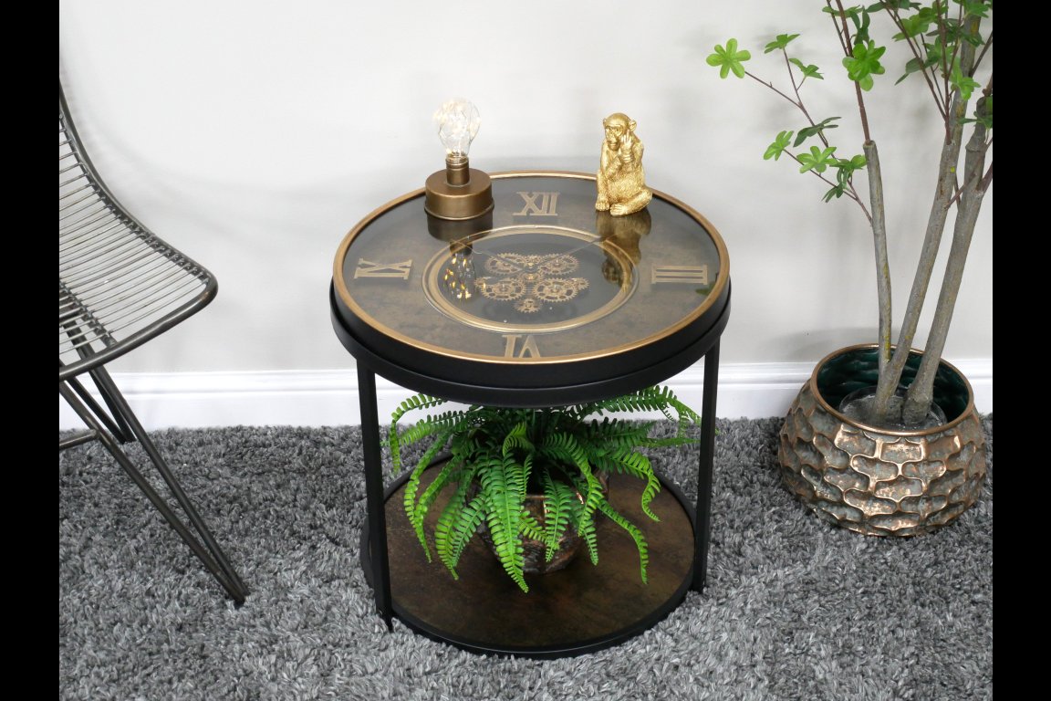 Clock With Cogs Side Table