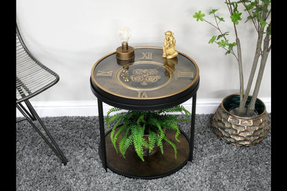 Clock With Cogs Side Table