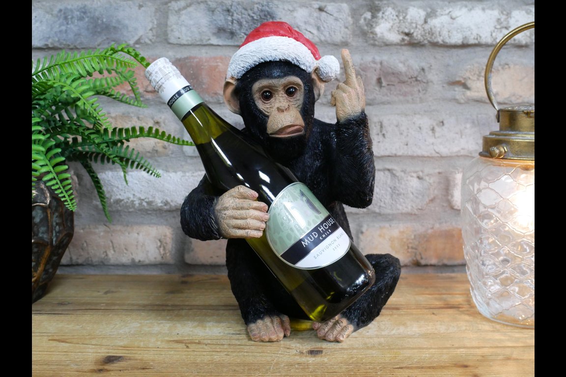 Up Yours Monkey Wine Bottle Holder - Christmas