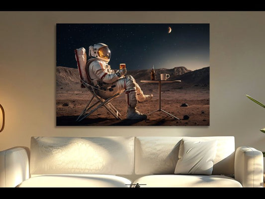 Spaceman Having A Beer Wall Art