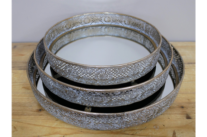 Set Of 3 Mirrored Trays