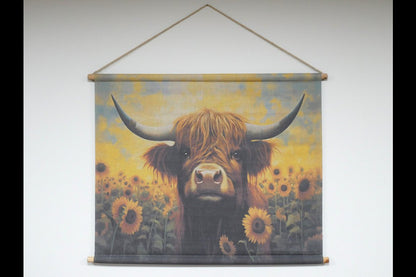 Canvas Wall Art - Cow In Sunflowers