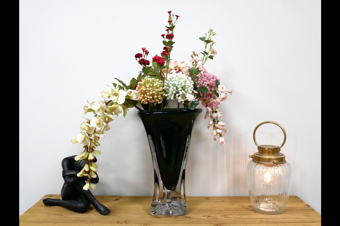 Tall Green Glass Vase