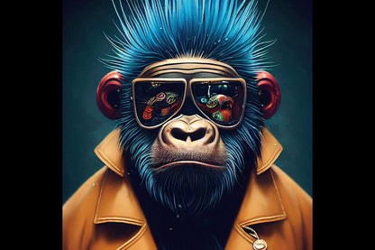 Monkey With Blue Hair Wall Art - Mini