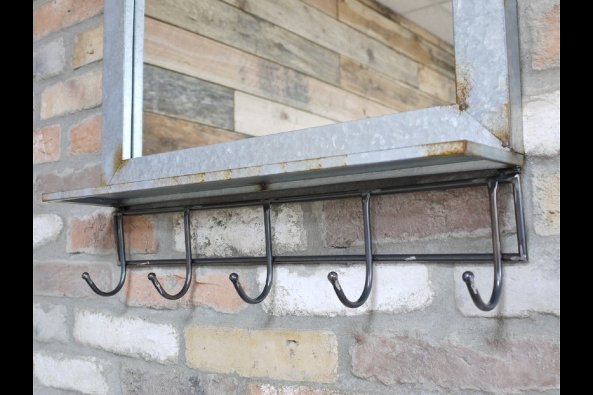 Industrial Mirror With Hooks