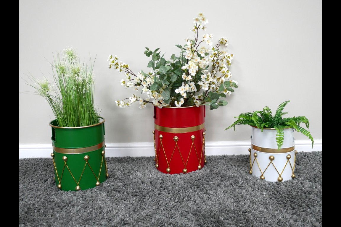 Set Of 3 Drum Bins / Planters