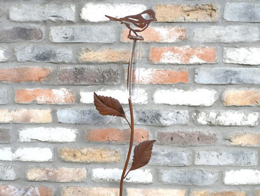 Rusty Bird Stake Rain Catcher