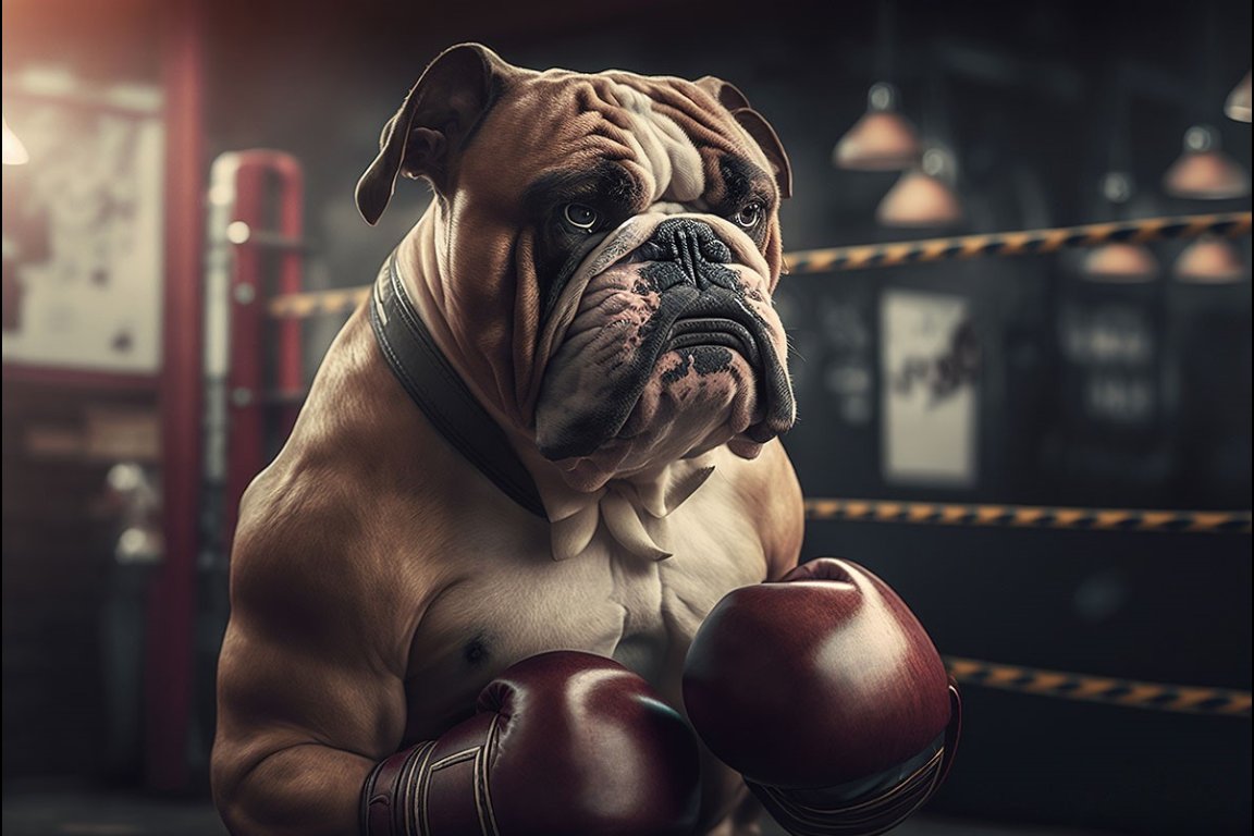 Boxing Bulldog Wall Art