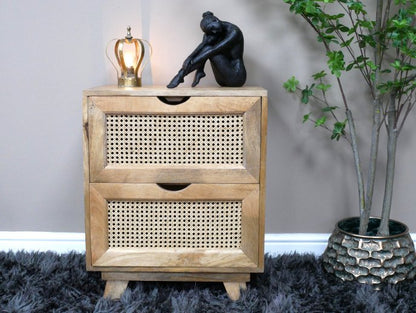 2 Drawer Rattan Bedside
