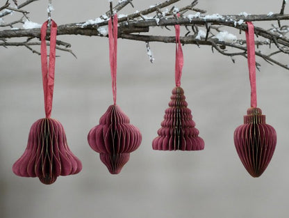 Set Of 4 Decorations (8cm) - Red