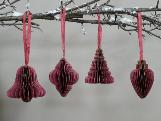 Set Of 4 Decorations (8cm) - Red