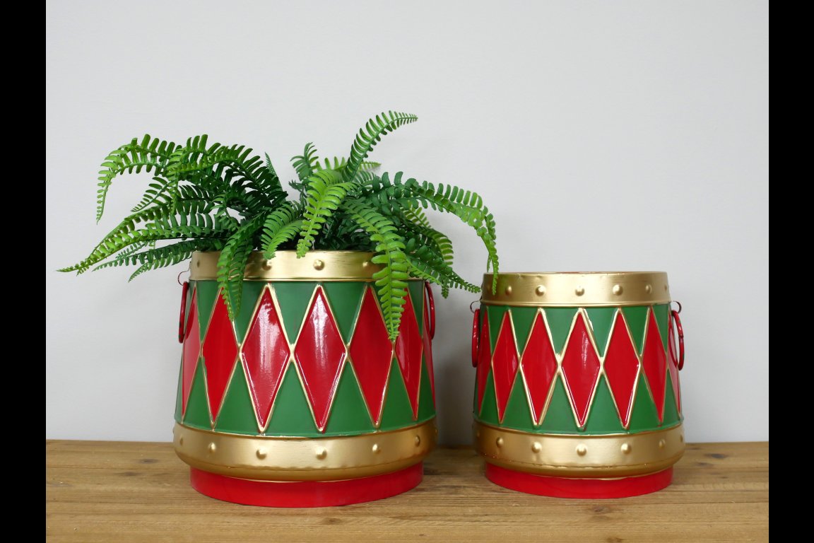 Set Of Two Drum Planters