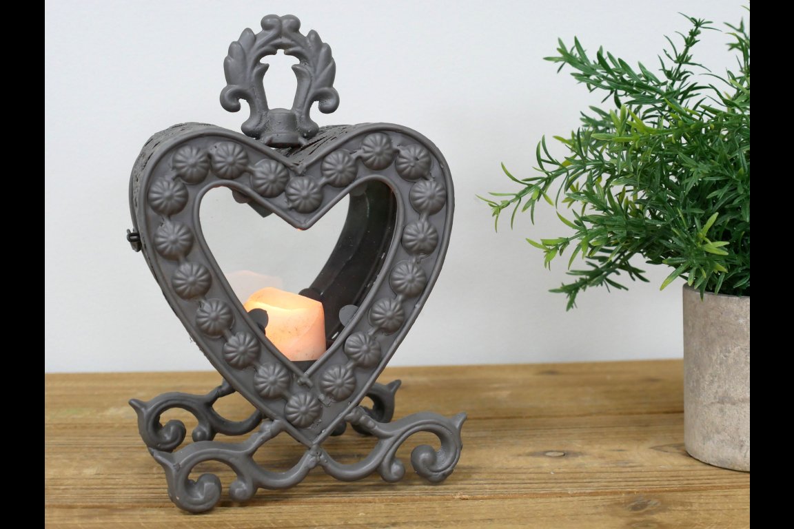 Small Heart Lantern - Grey