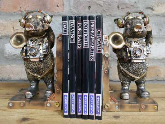 Steampunk Pig Bookends
