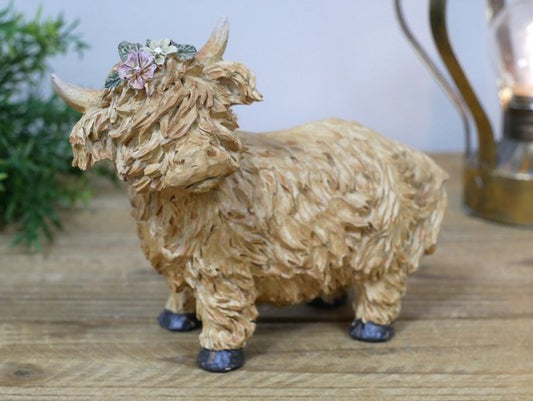 Highland Cow With Flower Headband