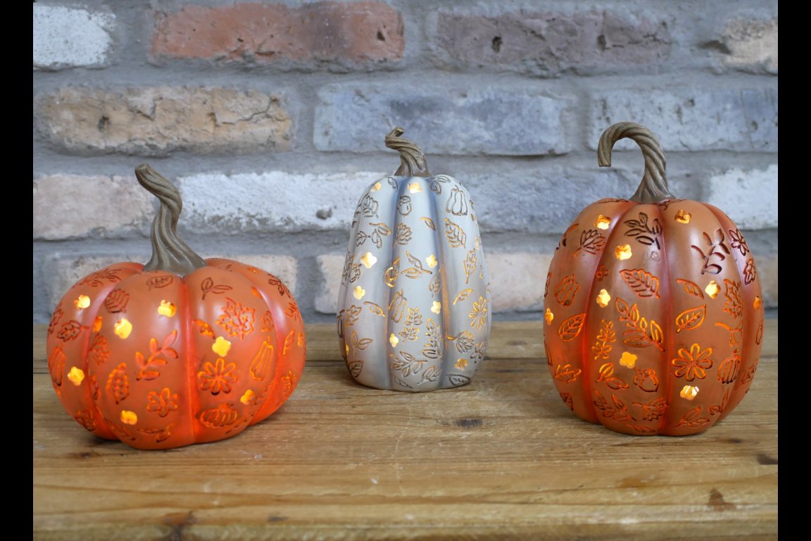 Set Of 3 Light Up Pumpkins