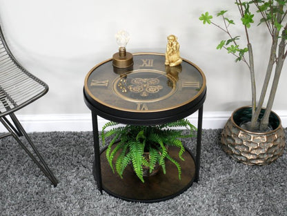 Clock With Cogs Side Table
