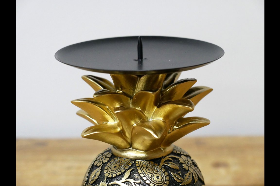 Black & Gold Pineapple Candle Holder