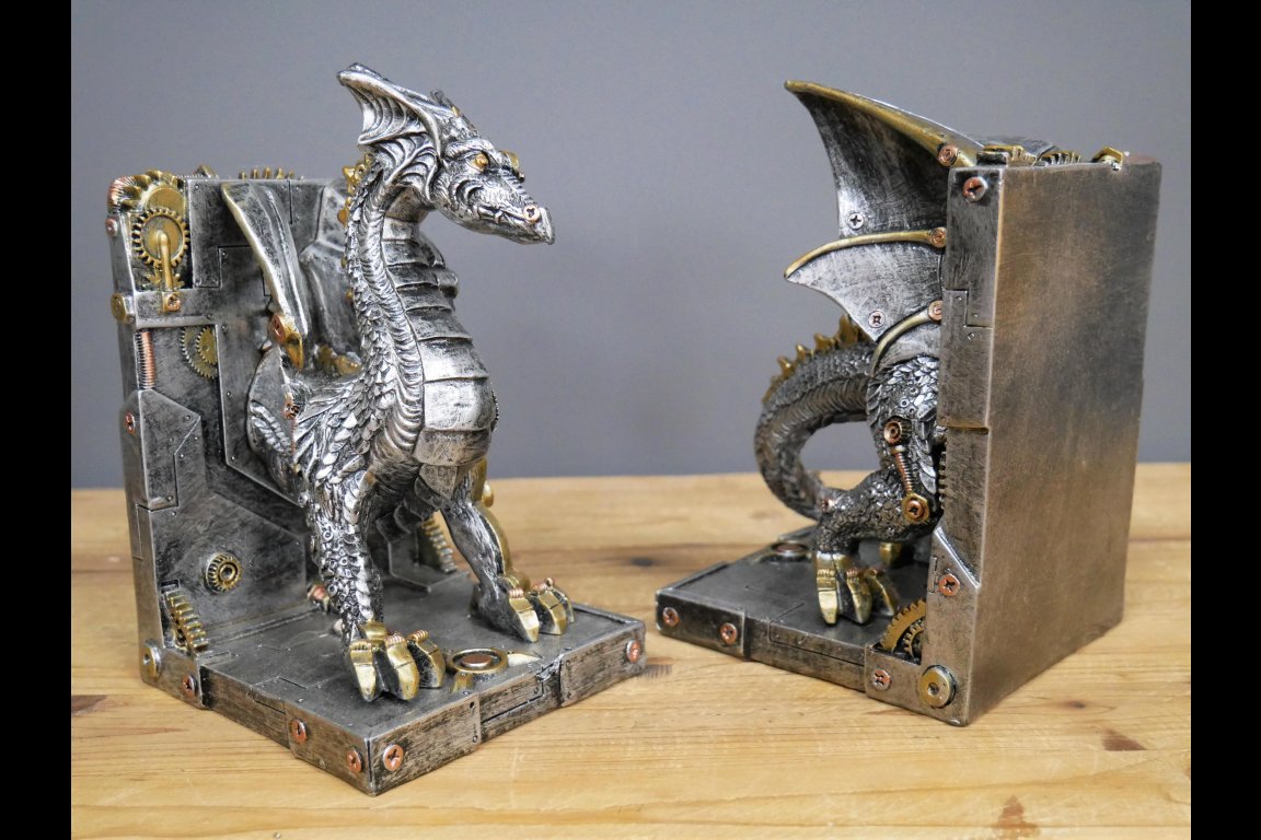 Steampunk Dragon Bookends