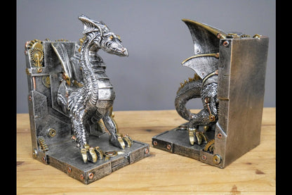 Steampunk Dragon Bookends