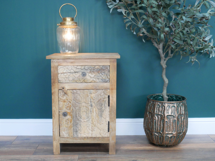 Carved Bedside Cabinet