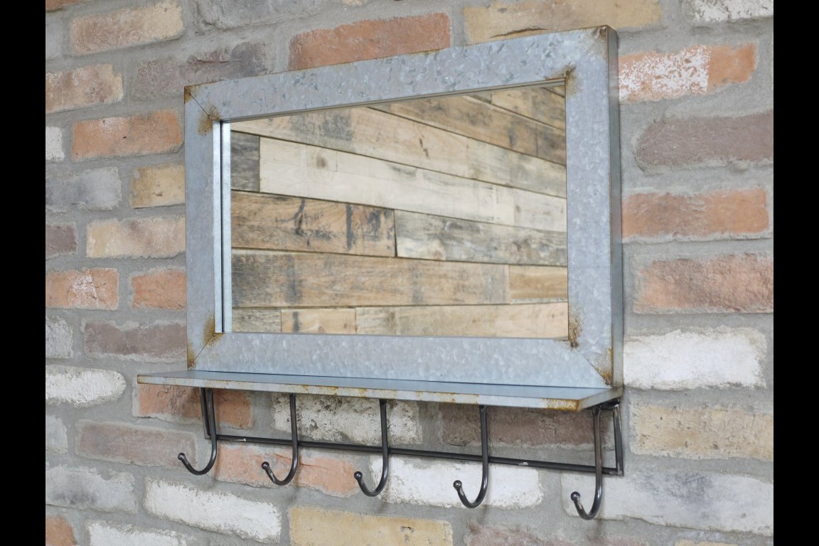 Industrial Mirror With Hooks