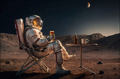 Spaceman Having A Beer Wall Art