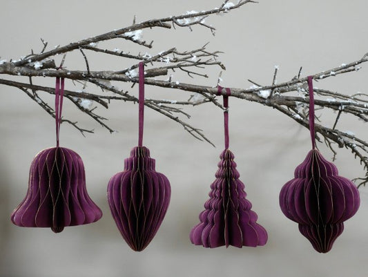 Set Of 4 Decorations (15cm) - Purple