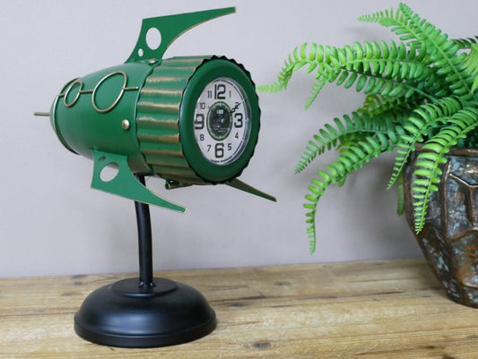 Green Spaceship Clock